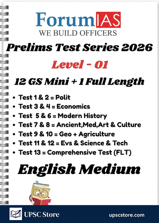 (Set) Forum IAS PT Test Series 2026 Level – 1 - Test 1 (311101) To Test 13 (3111401) - Eng Medium - Xerox