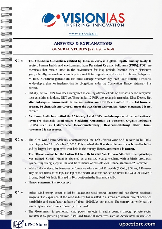 (Set) [Vision IAS] 2026 PT Test Series 2026 - Test 16 (6325) To Test 20 (6330) - Eng Medium - Xerox