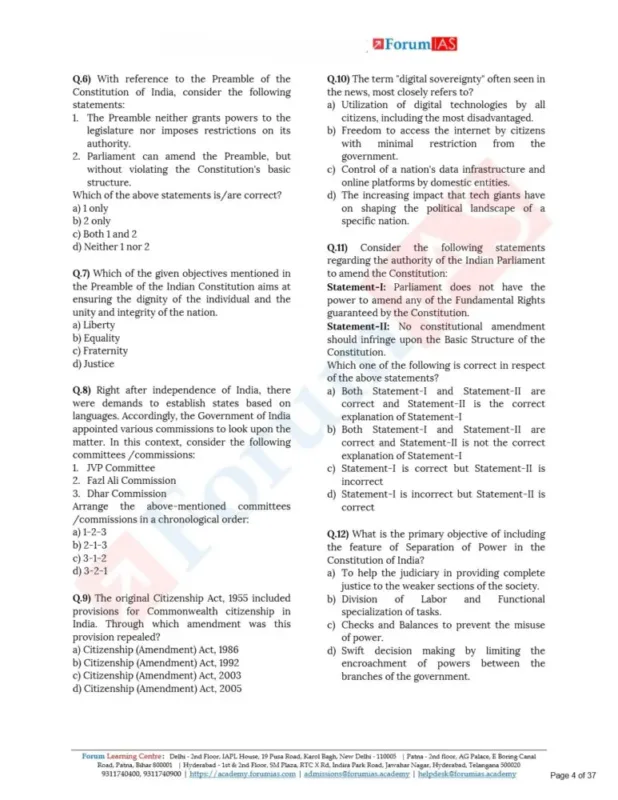 Forum IAS General Studies Prelims Test Series 2026-27 | 48 Booklets | English Medium | UPSC Study Material