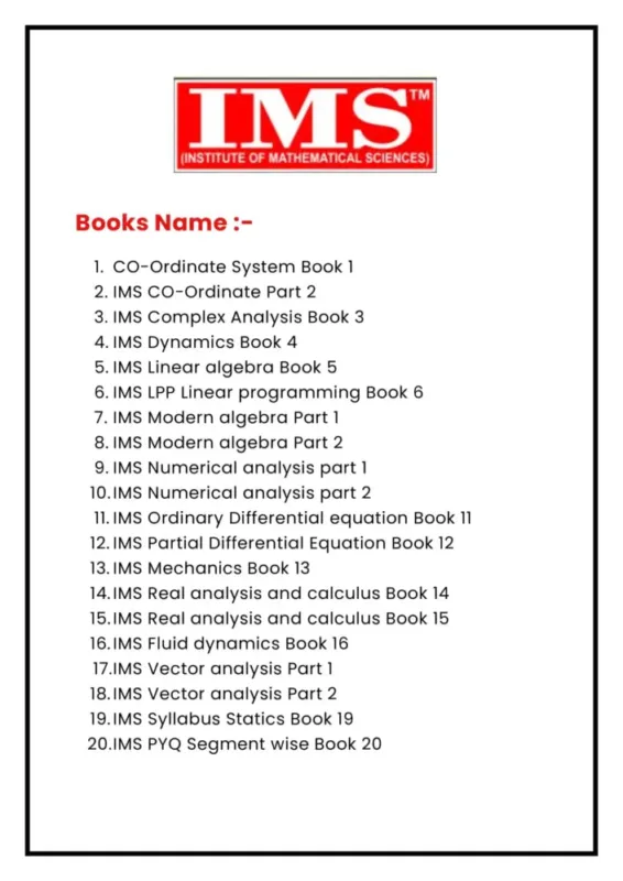 IMS Mathematics Optional Notes 2025-26 | 20 Booklets | English Medium | UPSC Study Material