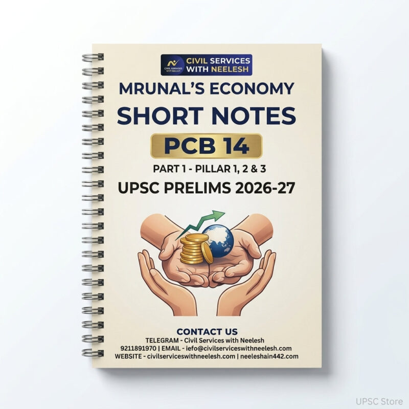 Mrunal Sir PCB 14 Economy Short Notes Complete Set | Pillar 1-6 | 2 Booklets | English Medium | UPSC Study Material