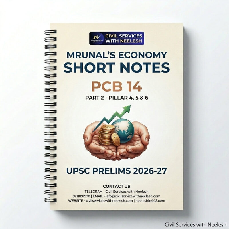 Mrunal Sir PCB 14 Economy Short Notes Complete Set | Pillar 1-6 | 2 Booklets | English Medium | UPSC Study Material