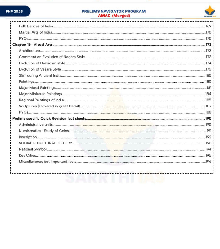 Sarrthi IAS Prelims Navigator Program Ancient Medieval Art Culture Notes 2026-27 | 1 Booklet | English Medium | UPSC Study Material