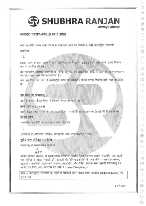 Shubhra Ranjan PSIR Notes 2025-26 | 4 Booklets | Hindi Medium | UPSC Study Material