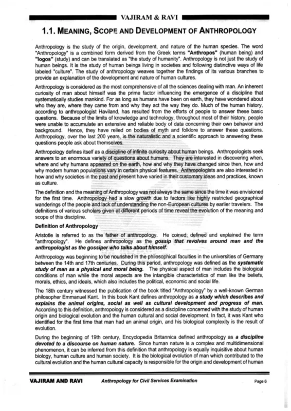 Vajiram & Ravi Anthropology Optional Notes 2025-26 | 2 Booklets | English Medium | UPSC Study Material