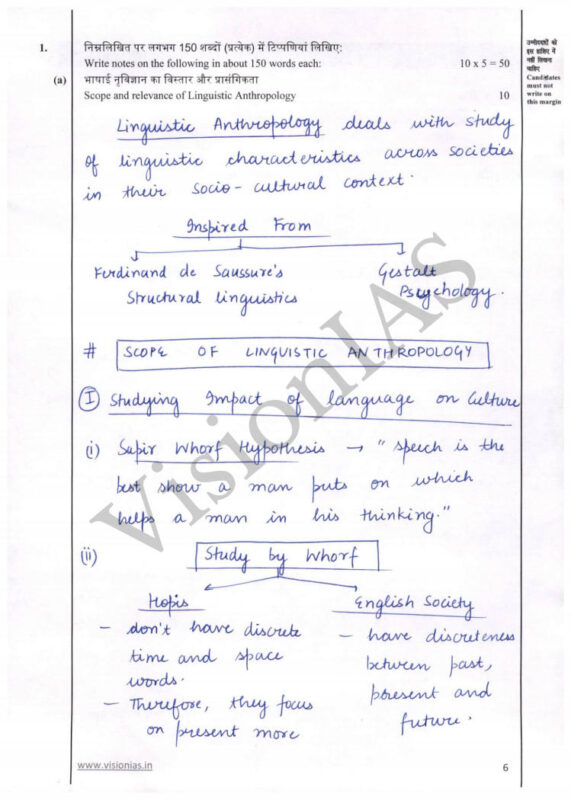 Vision IAS Anthropology Optional Topper Copy 2025-26 | 1 Booklet | English Medium | UPSC Study Material